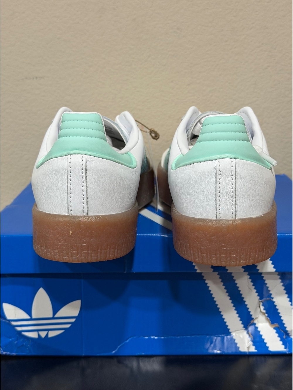 Size 5.5Y/6.5 Women - Adidas Samba GS “Cloud White Mint” - Picture 5 of 6